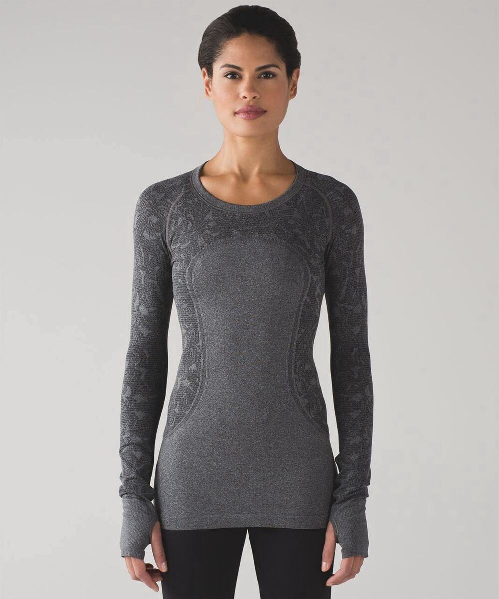 Lululemon Women’s Swiftly Tech Long Sleeve Crew Heathered Black Size 10 Sporty